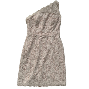 Vintage Watters One Shoulder Short Lace Dress womens M in oyster colour